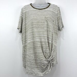 Lauren Ralph Lauren Linen Top Women 3X Stripe NWT Twist Front Logo Classic Loose